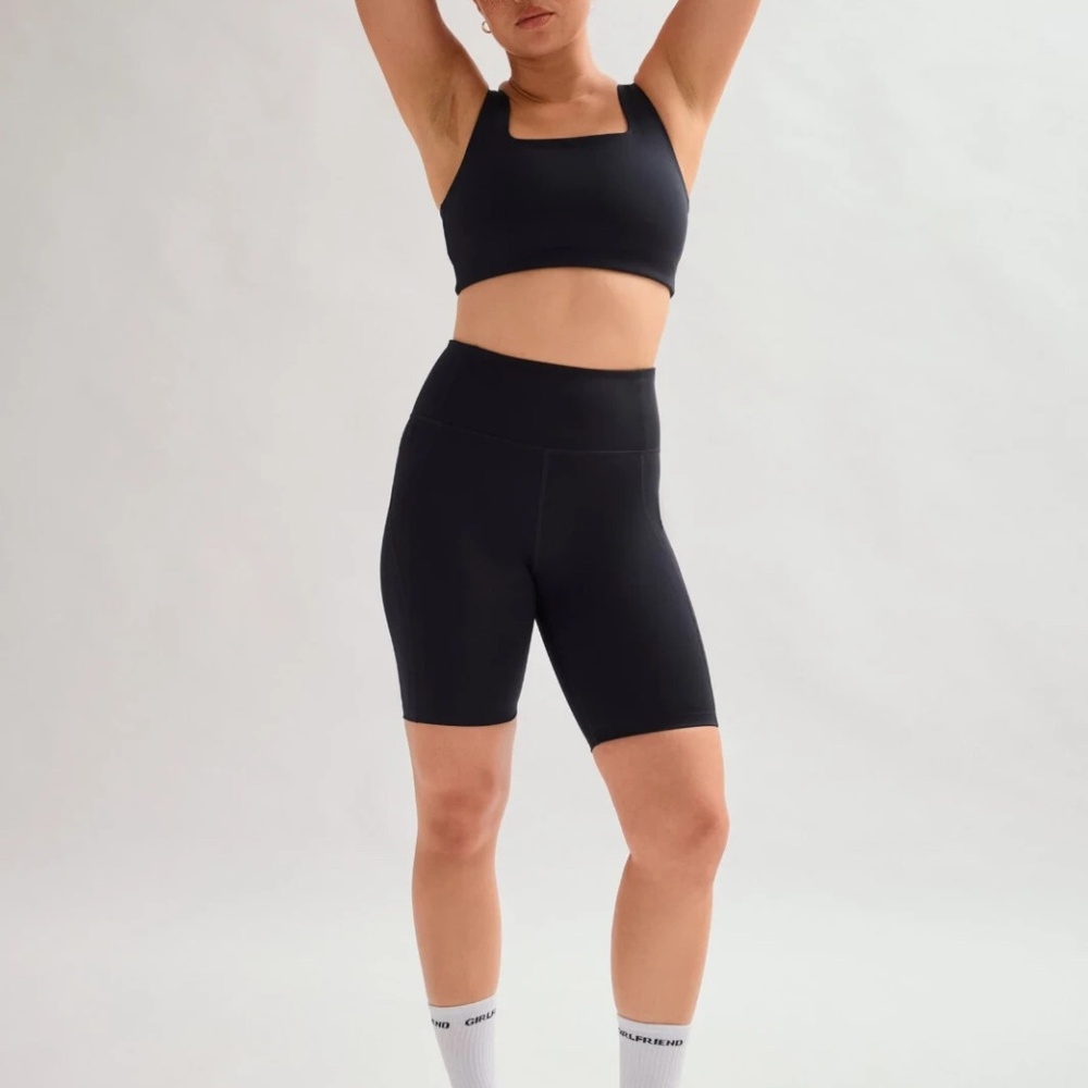 Girlfriend Collective High-Rise Bike Short in Black, Size Medium